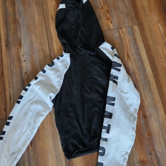 Victoria's Secret Black & White Cropped Hoodie Small - Picture 3 of 10